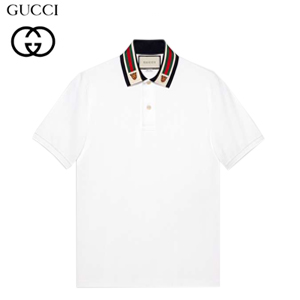 GUCCI-545714 4685 구찌 화이트 코튼 웹(Web) 펠린 헤드 디테일 폴로 티셔츠