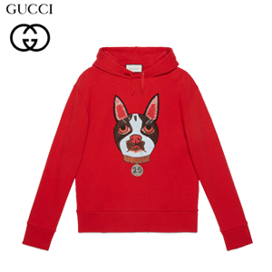 GUCCI-475374 6527 구찌 레드 코튼 Orso 패치 스웨트셔츠 