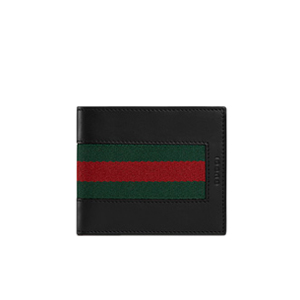 [스페셜오더]GUCCI-408827 1094 구찌 블랙 로고 스트라이프 2단 지갑