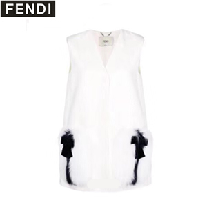 [스페셜오더]FENDI-FF8523 펜디 화이트 울 폭스 퍼 장식 베스트