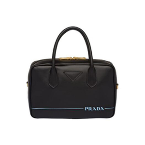 [스페셜오더]PRADA-1BB049 프라다 블랙 송아지 가죽 실크스크린 바나나 로고 미라지 스몰 탑 핸들백