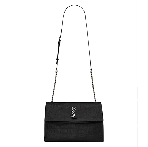 [스페셜오더]SAINT LAURENT-438176C 생로랑 다크 그레이 크로커다일 무늬 체인 스트랩 클래식 폴드-오버 백