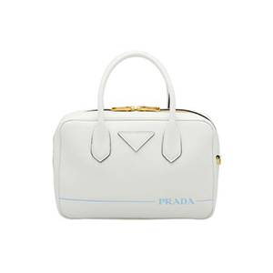 [스페셜오더]PRADA-1BB049 프라다 화이트 송아지 가죽 실크스크린 OMA 프라다 로고 미라지 스몰 탑 핸들백