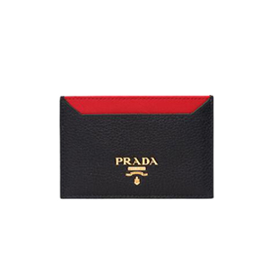 PRADA-1MC208 프라다 사피아노가죽 메탈 레터링 로고 그레이 카드 지갑