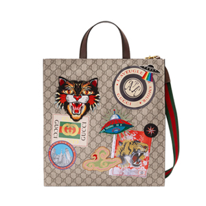 GUCCI 450950-8652 구찌 GG 수프림 앵그리 캣 프린트  토트 백