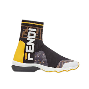 FENDI-8T6830 펜디 블랙 스트레치 니트 Fendi Mania 아플리케 스니커즈 부츠