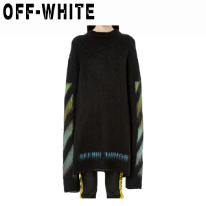 OFF WHITE 오프화이트 블랙 퍼플 브러쉬드 애로 스웨터 여성용