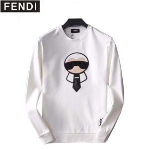 FENDI-FY07915 펜디 화이트 코튼 인레이 장식 스웨트셔츠