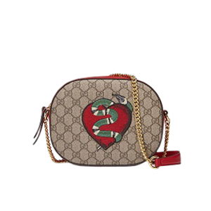 GUCCI-409535 8315 구찌 GG 수프림 캔버스 미니 아플리케 자수 체인 숄더백