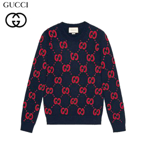 GUCCI-487086 4045 구찌 토끼 엠보싱 네이비 니트 스웨터