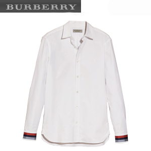 BURBERRYI-40437311 버버리 화이트 레지멘탈 커프 디테일 옥스포드 코튼 셔츠 남성용