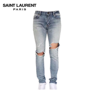 Saint Laurent-454706 생 로랑 슬림 디스트로이드 블루 진 남성용