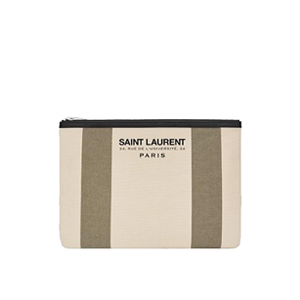 SAINT LAURENT-413055 생로랑 24 rue de l’universit 프린트 디테일 비치 쇼핑 토트 백 라이트베이지/카키